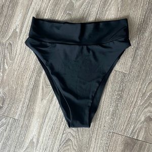 Aerie High Cut Cheeky bikini bottom. Size medium. Black.